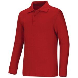 Classroom 58734 Adult Unisex Long Sleeve Interlock Polo Red